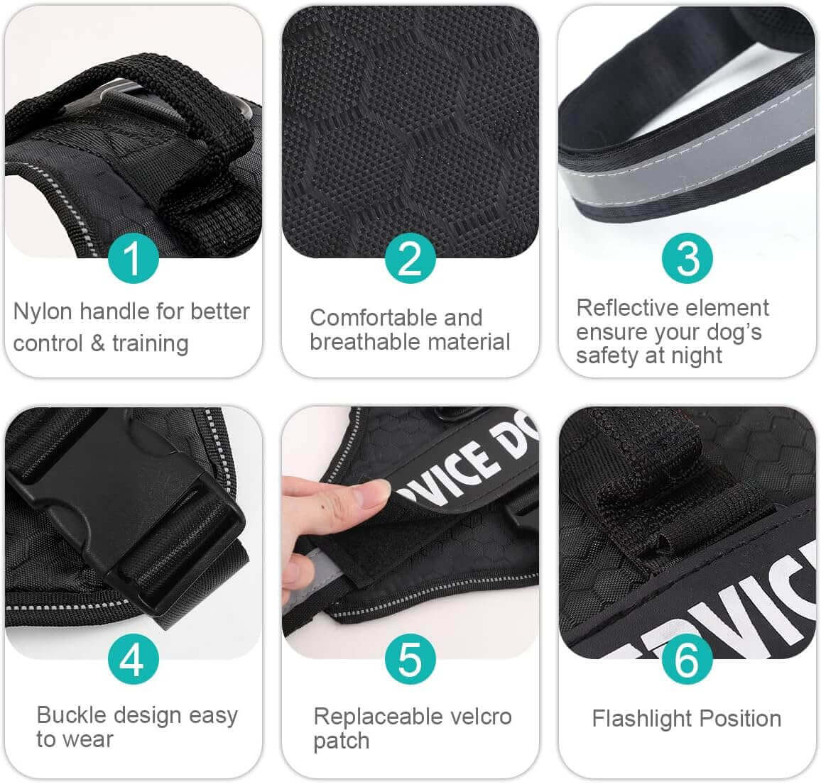 Dog Harness, No Pull Easy On and Off Pet Vest Harness, 3M Reflective Breathable & Easy Adjust Pet Halters with Nylon Handle - No More Tugging or Choking for Small Medium Large Dogs - PETPOY
